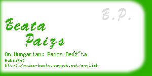 beata paizs business card